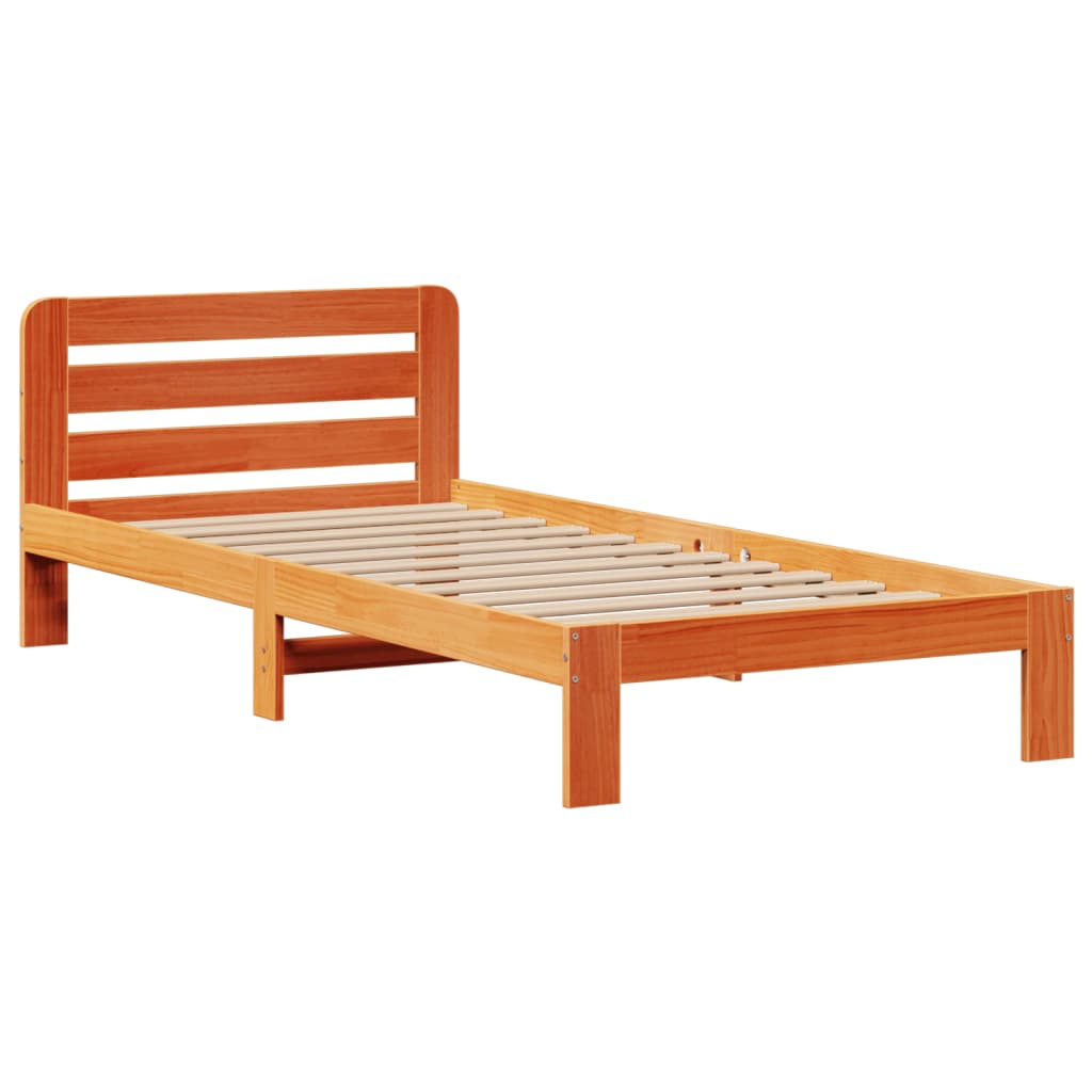 vidaXL Sofá con estantería sin colchón madera maciza marrón 90x200 cm