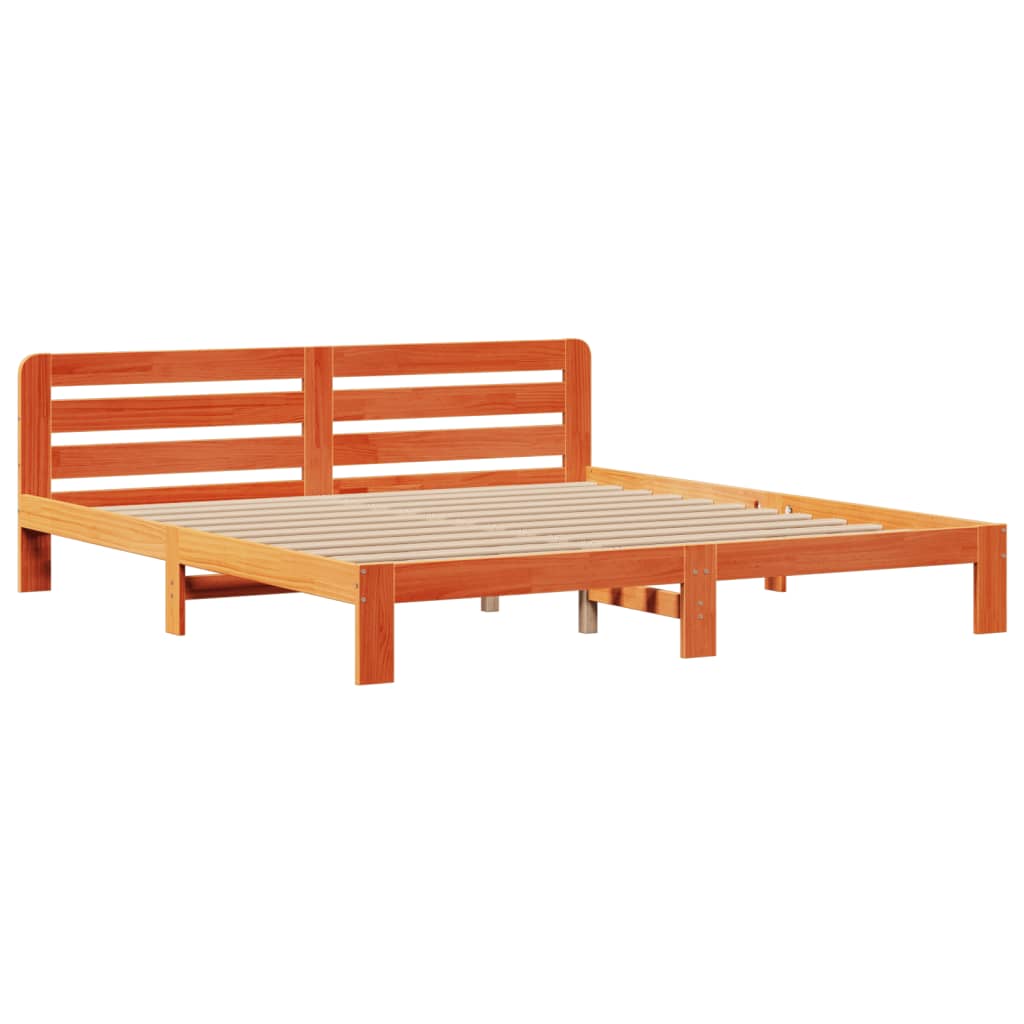 vidaXL Cama con estantería sin colchón madera maciza marrón 180x200cm