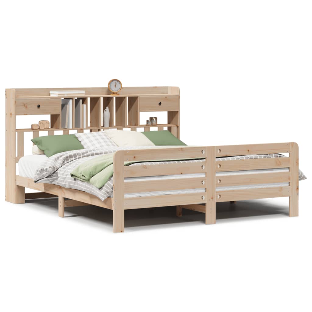 vidaXL Cama con estantería sin colchón madera maciza de pino 200x200cm