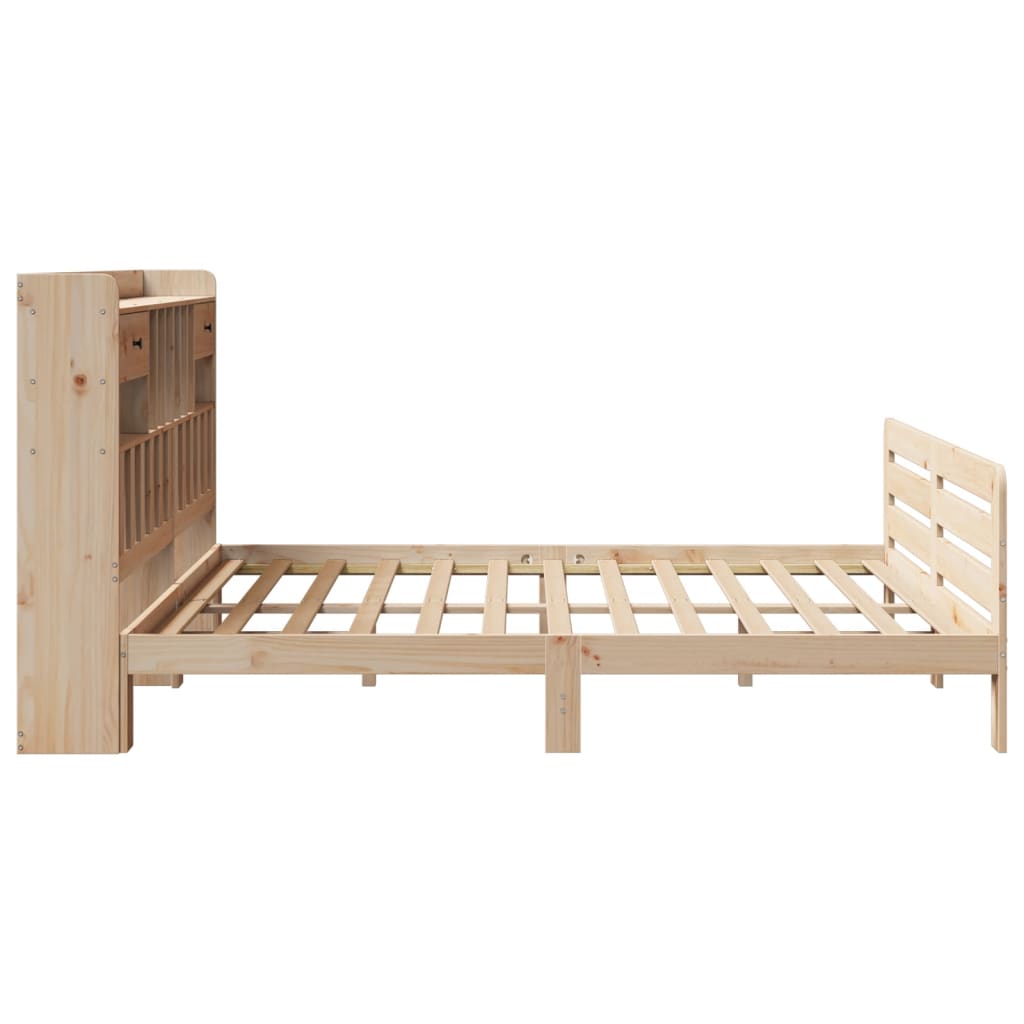 vidaXL Cama con estantería sin colchón madera maciza de pino 200x200cm