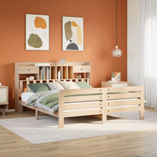 vidaXL Cama con estantería sin colchón madera maciza de pino 200x200cm