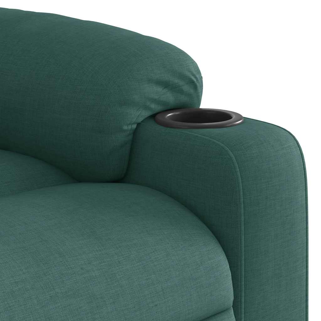 vidaXL Sillón reclinable de masaje eléctrico tela verde oscuro