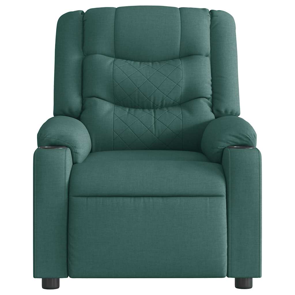 vidaXL Sillón reclinable de masaje eléctrico tela verde oscuro