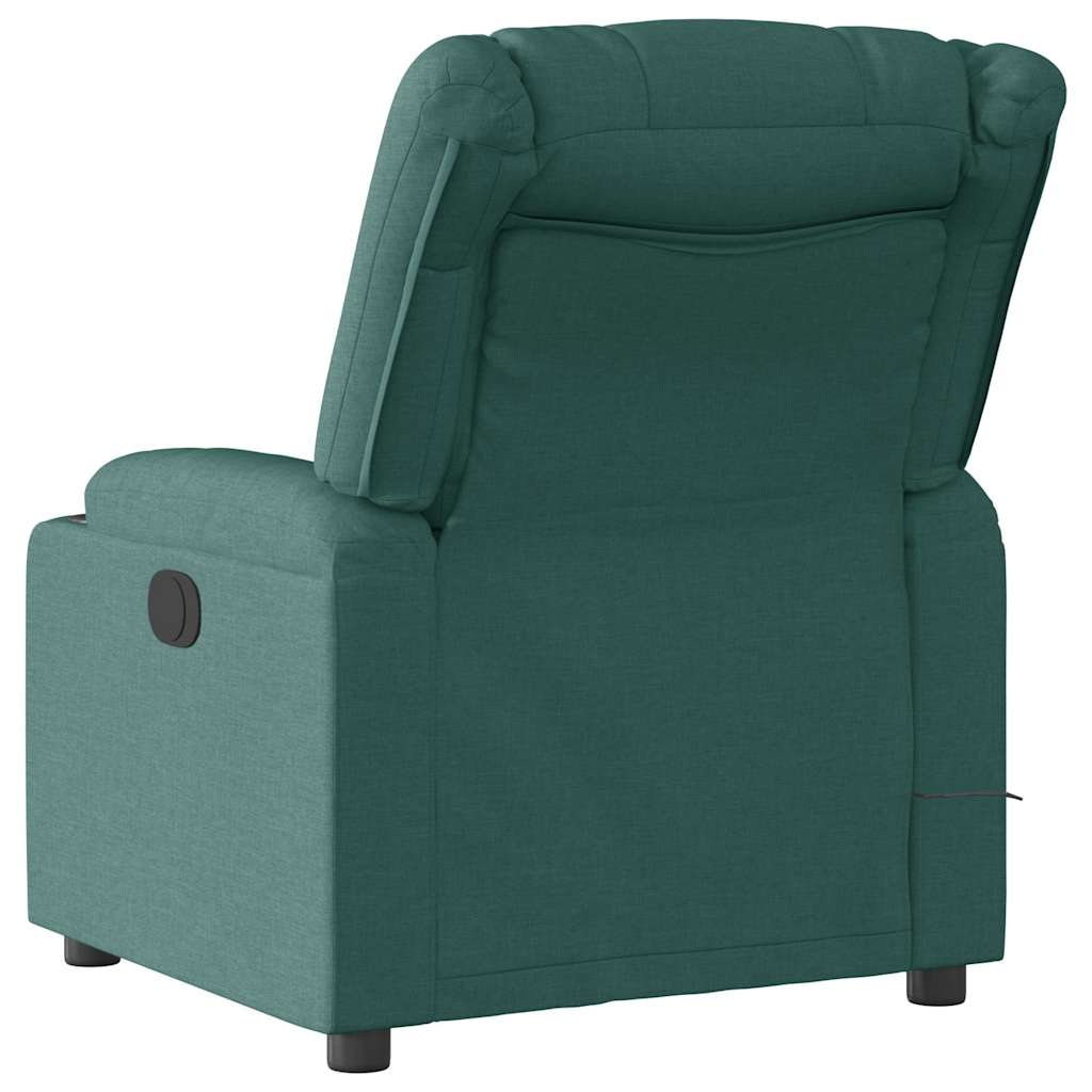 vidaXL Sillón reclinable de masaje eléctrico tela verde oscuro