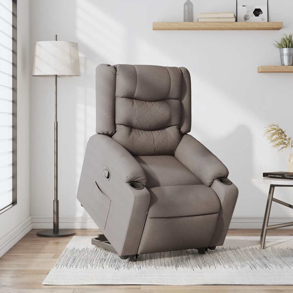 vidaXL Sillón reclinable elevable tela gris taupe