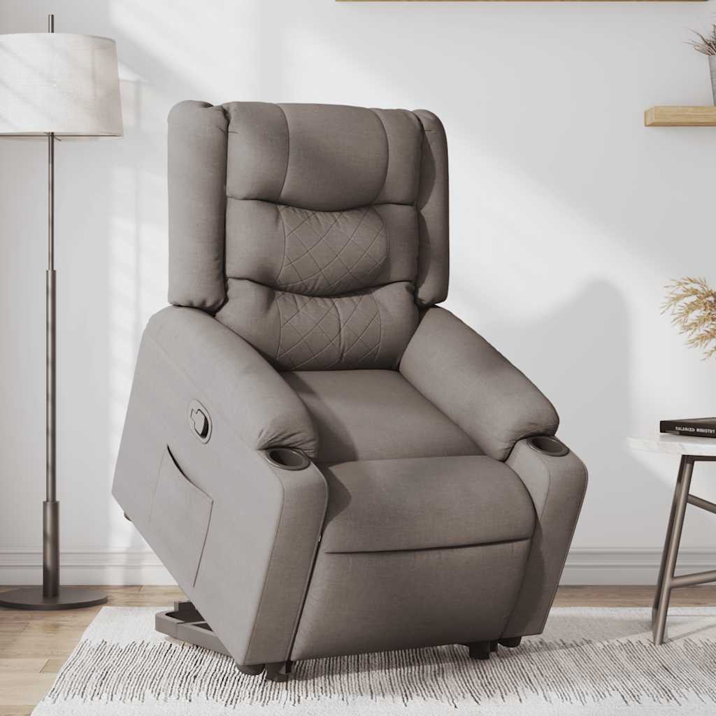 vidaXL Sillón reclinable elevable tela gris taupe