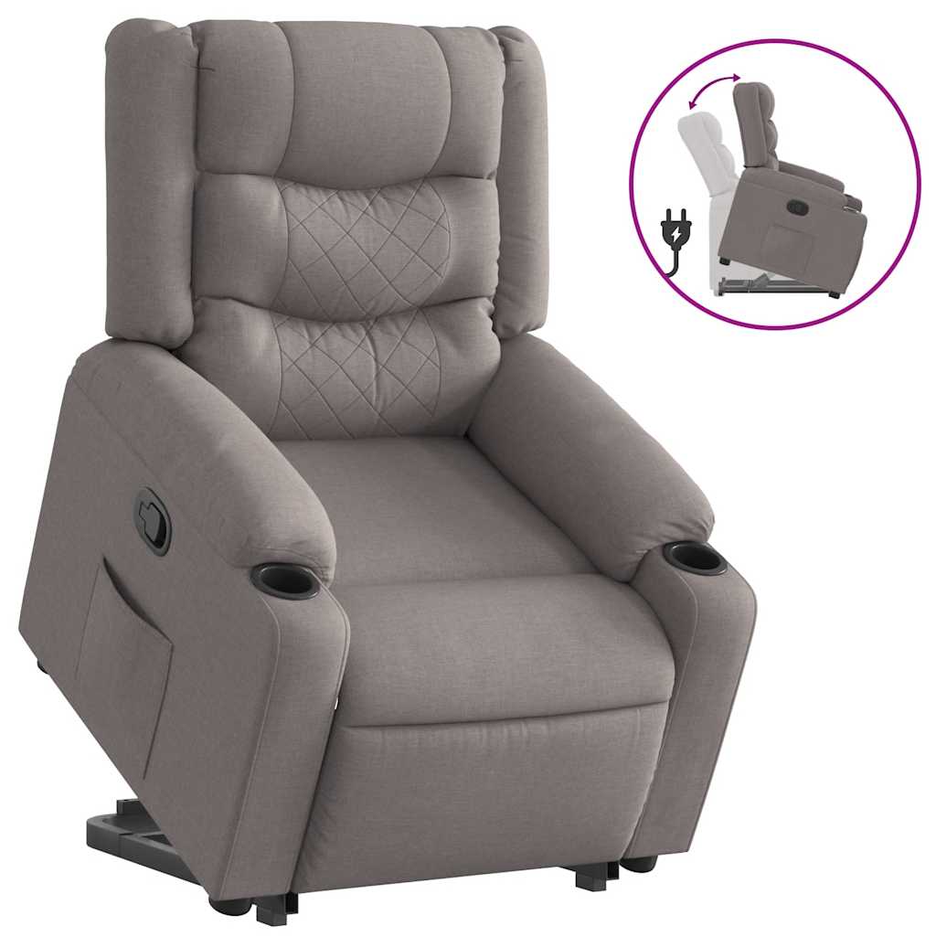 vidaXL Sillón reclinable elevable tela gris taupe