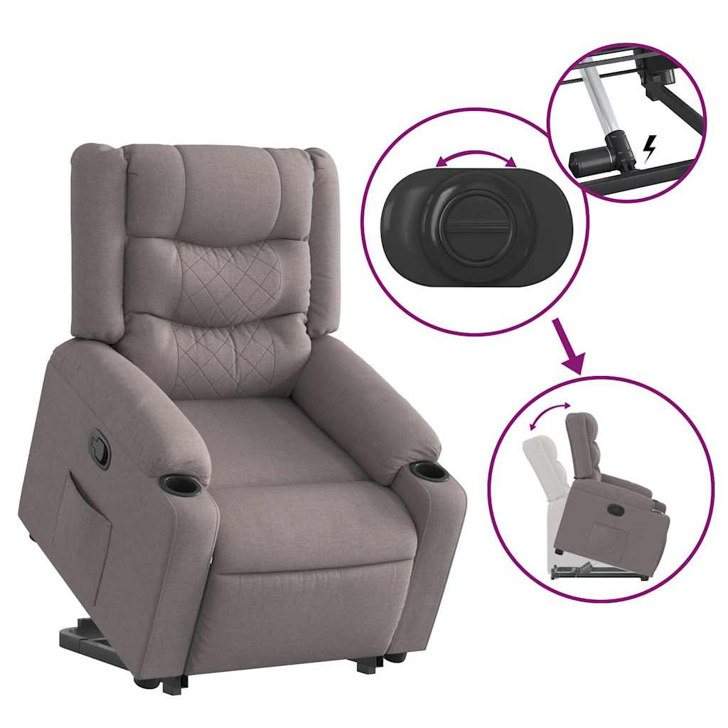 vidaXL Sillón reclinable elevable tela gris taupe