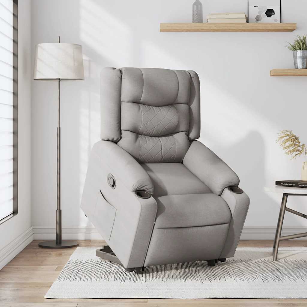 vidaXL Sillón reclinable elevable de tela gris nube