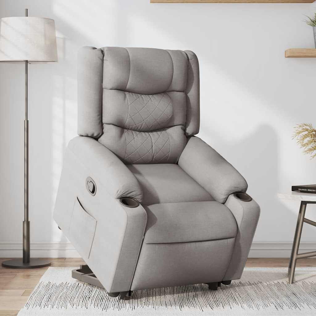 vidaXL Sillón reclinable elevable de tela gris nube