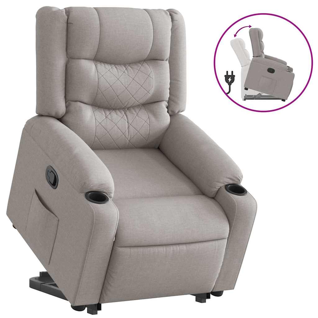 vidaXL Sillón reclinable elevable de tela gris nube