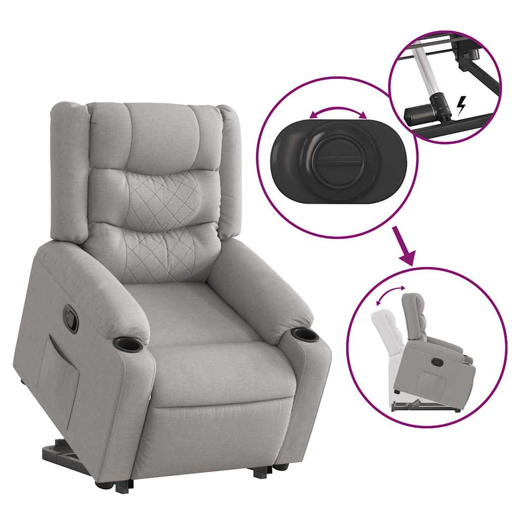 vidaXL Sillón reclinable elevable de tela gris nube