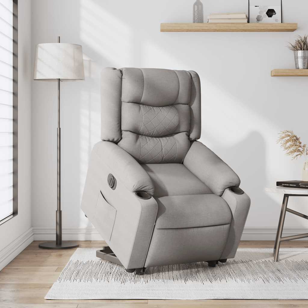 vidaXL Sillón eléctrico reclinable elevable de tela gris nube