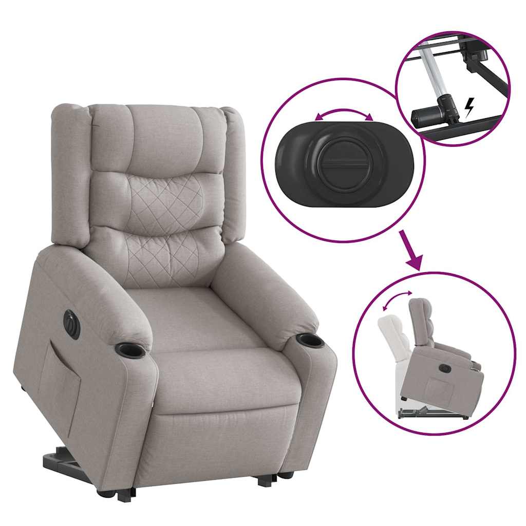 vidaXL Sillón eléctrico reclinable elevable de tela gris nube