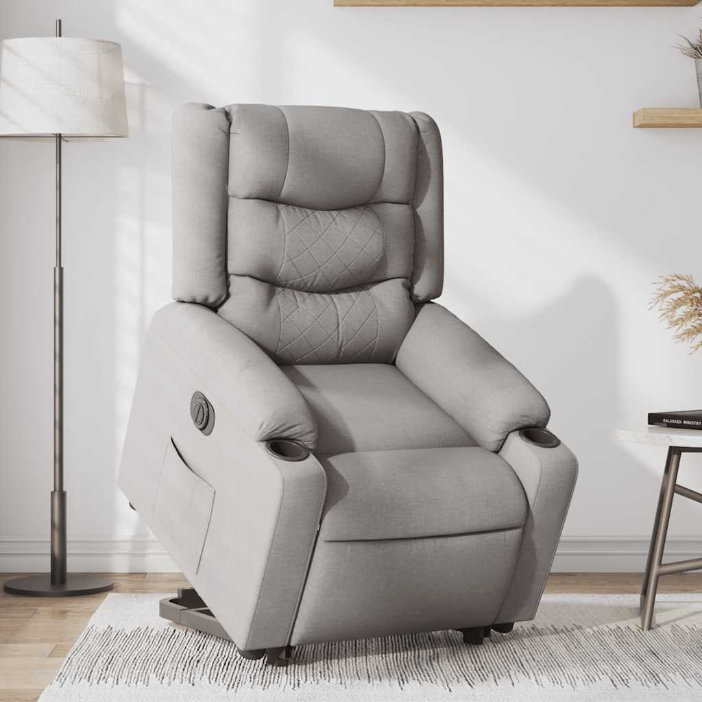 vidaXL Sillón eléctrico reclinable elevable de tela gris nube