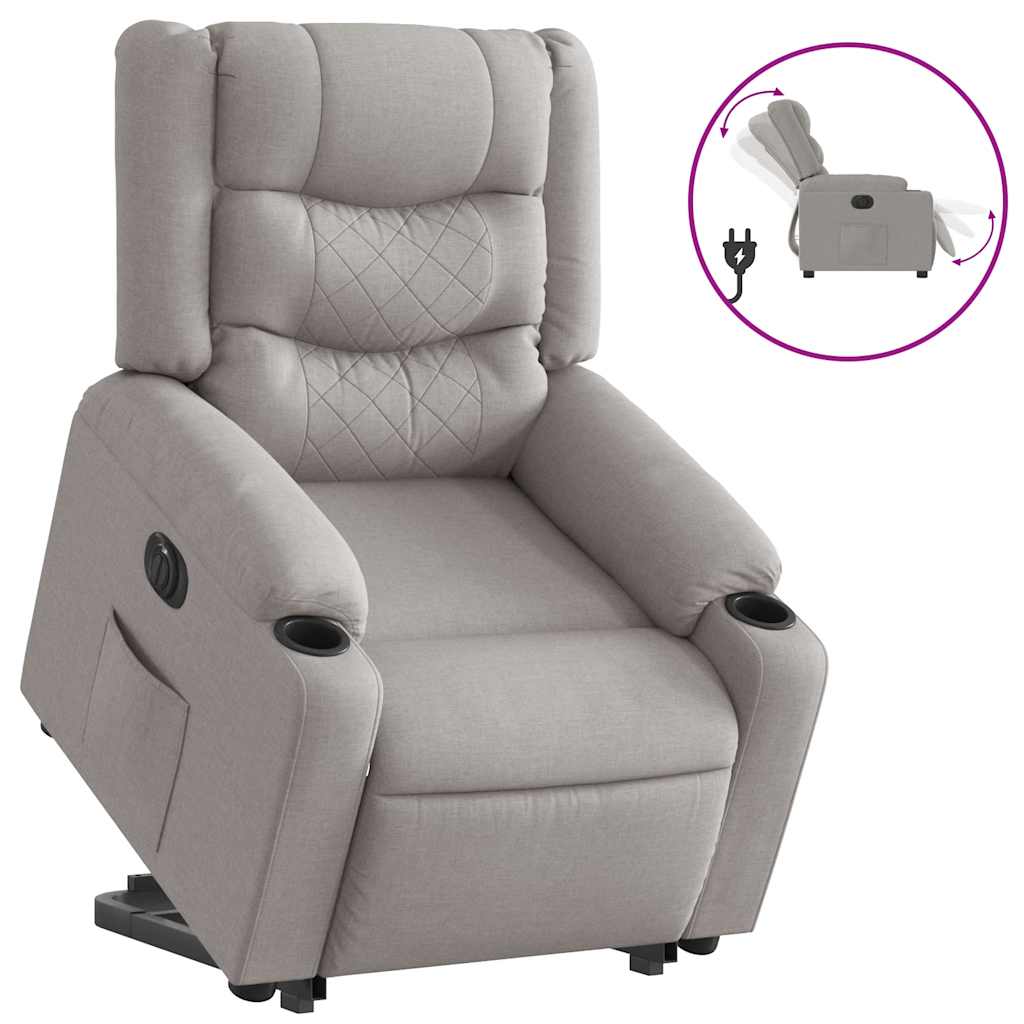 vidaXL Sillón eléctrico reclinable elevable de tela gris nube