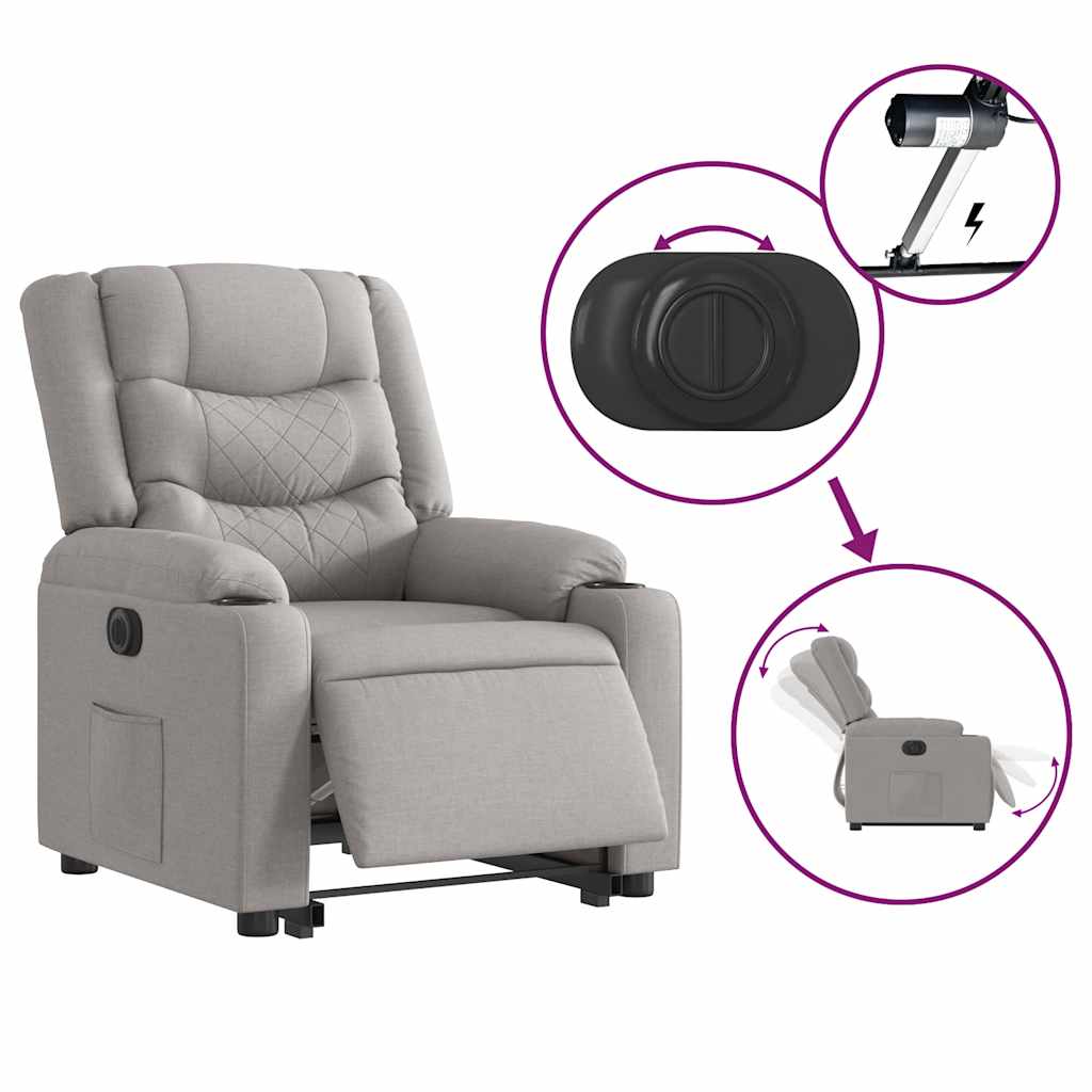 vidaXL Sillón eléctrico reclinable elevable de tela gris nube