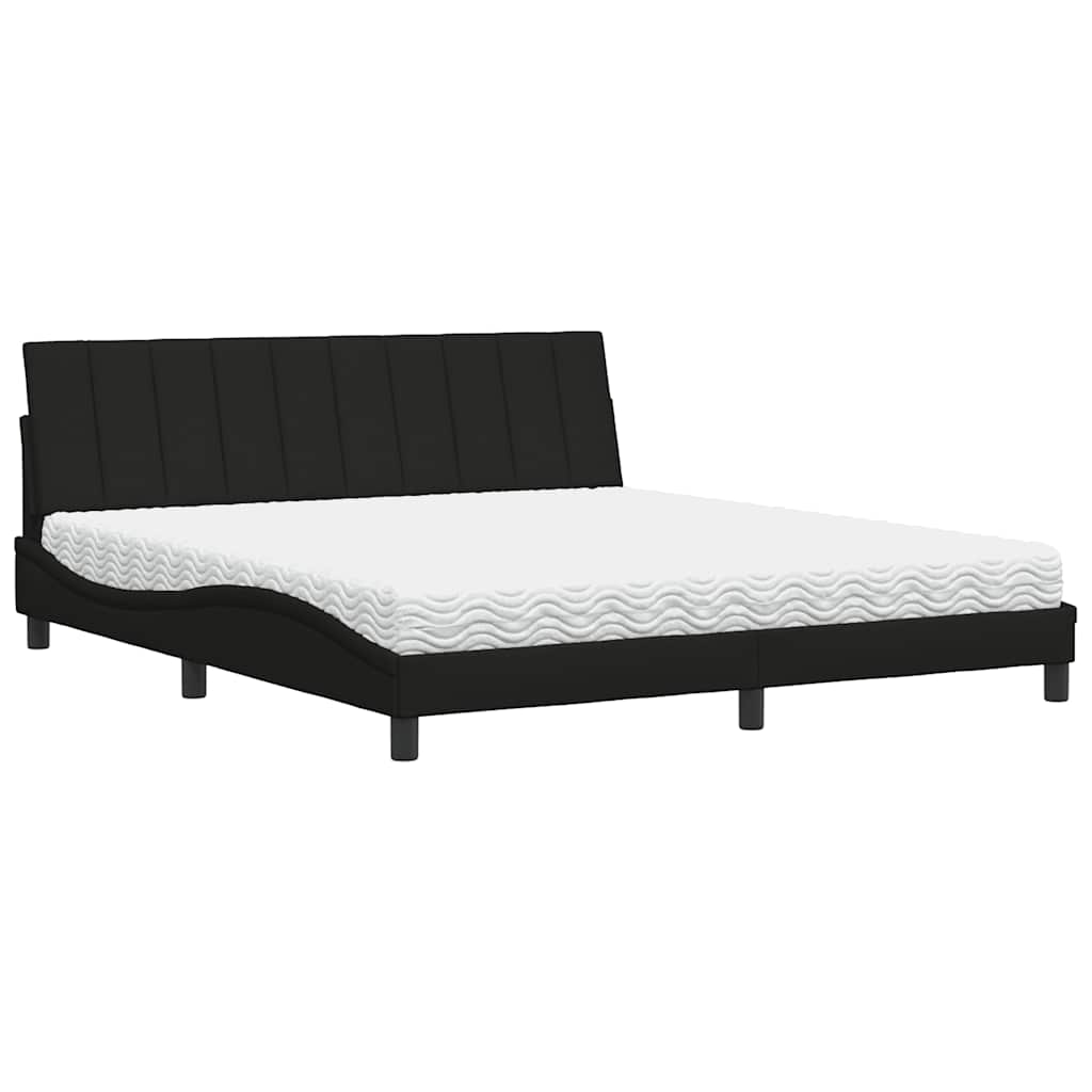 vidaXL Cama con colchón de tela negro 180x200 cm