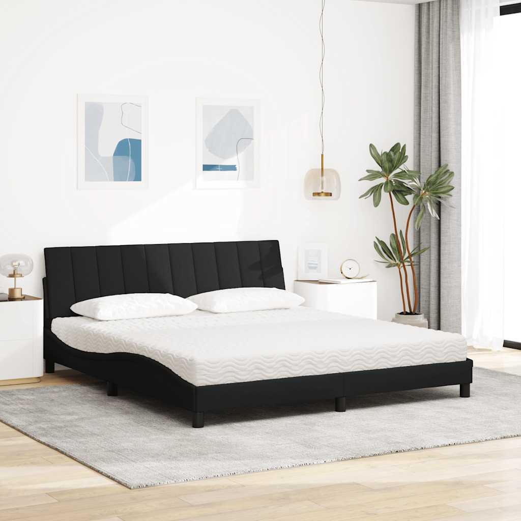 vidaXL Cama con colchón de tela negro 180x200 cm