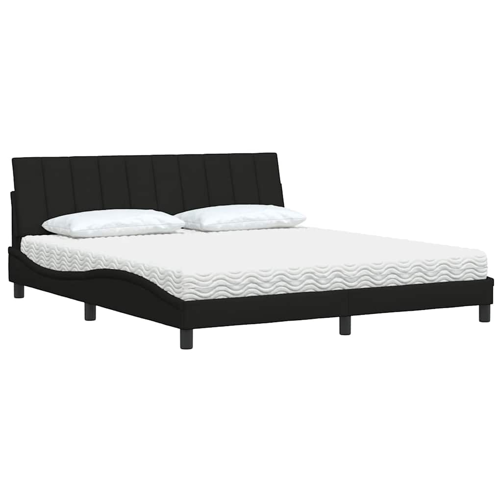 vidaXL Cama con colchón de tela negro 180x200 cm