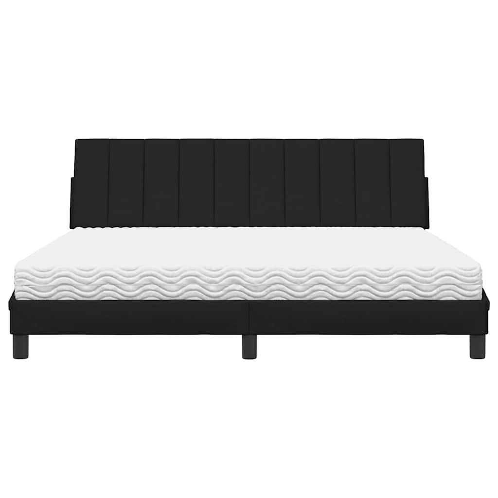 vidaXL Cama con colchón de tela negro 180x200 cm