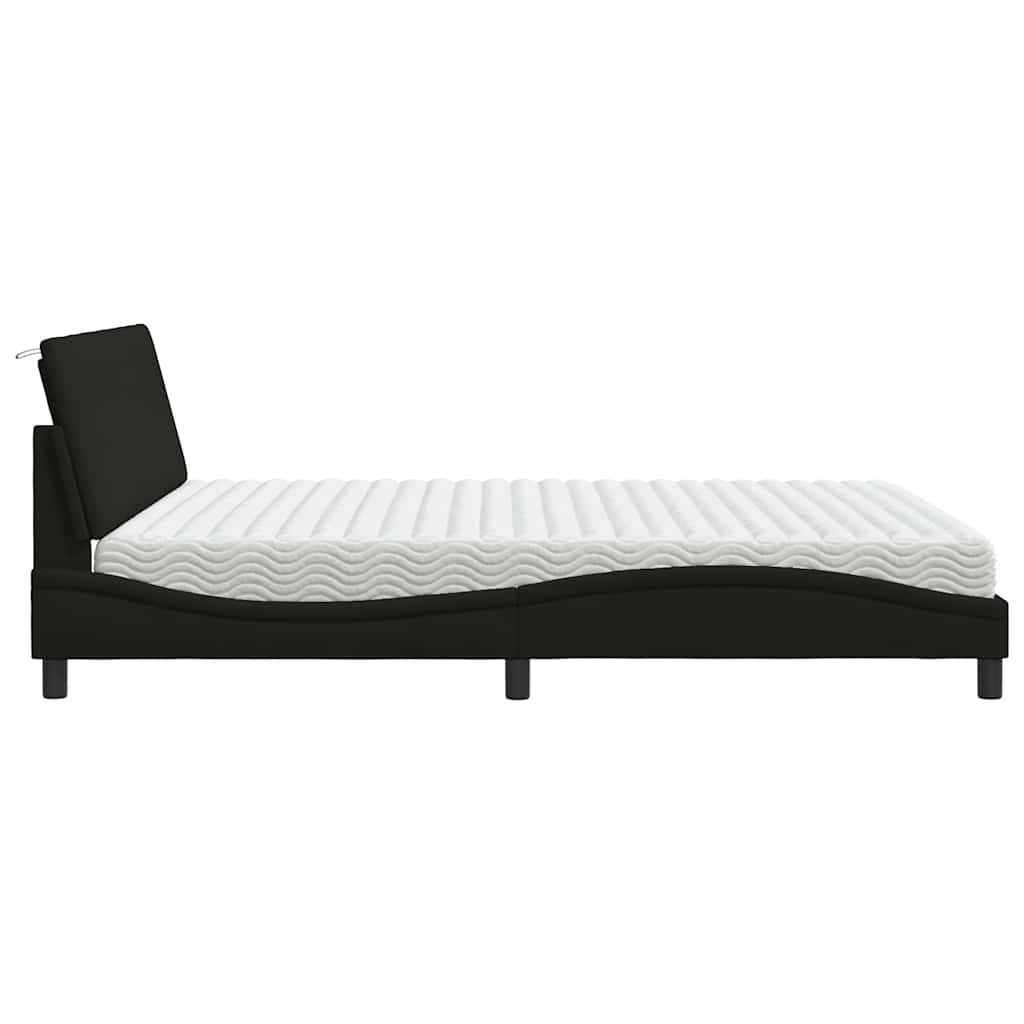 vidaXL Cama con colchón de tela negro 180x200 cm