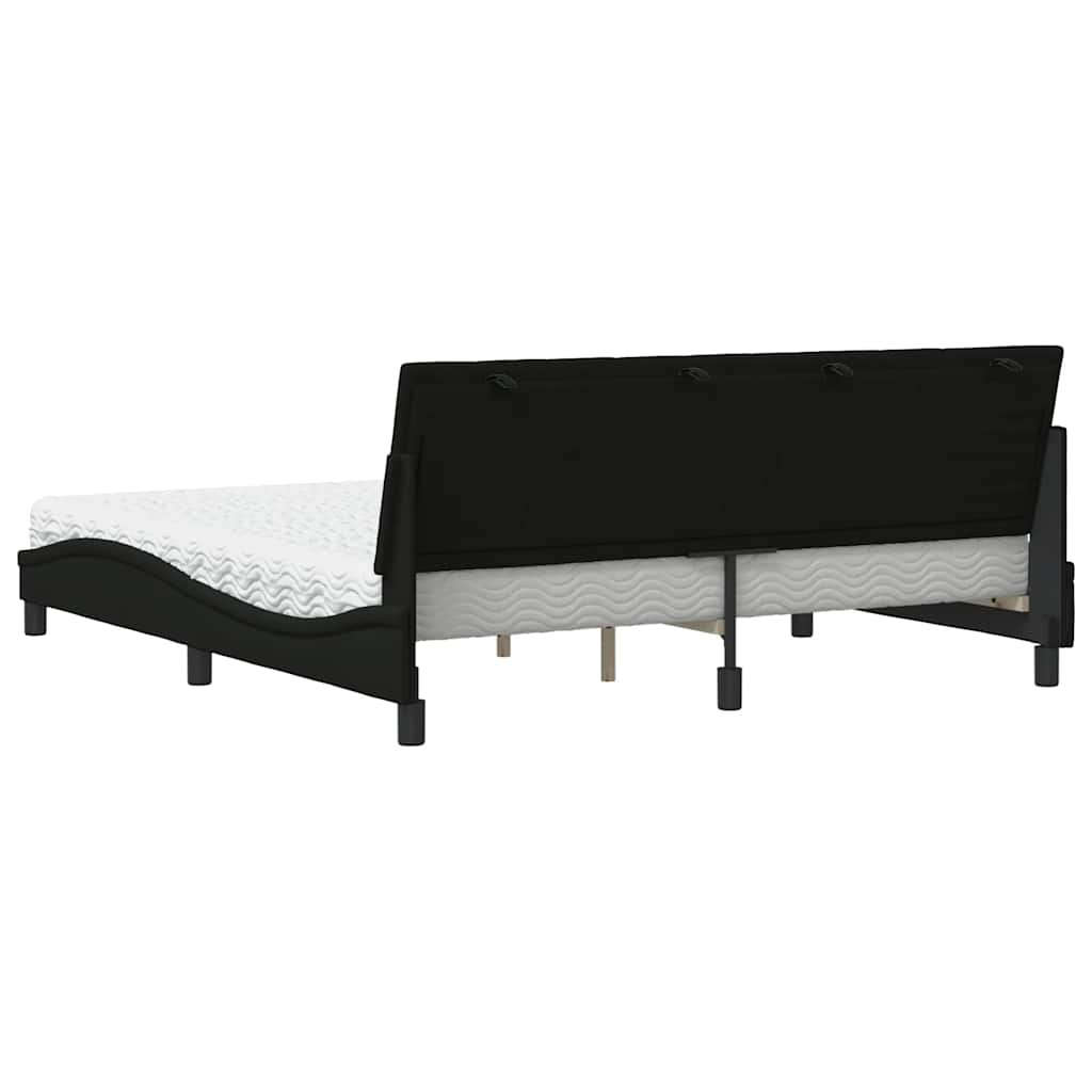 vidaXL Cama con colchón de tela negro 180x200 cm