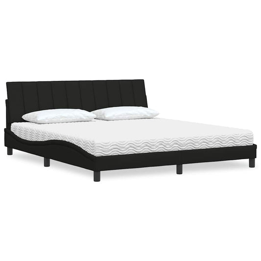 vidaXL Cama con colchón de tela negro 180x200 cm