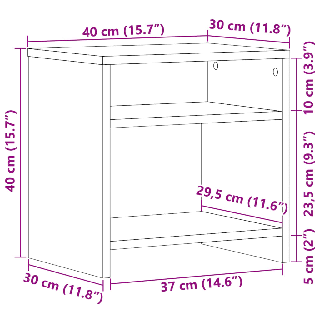 vidaXL Mesita de noche madera de ingeniería envejecida 40x30x40 cm