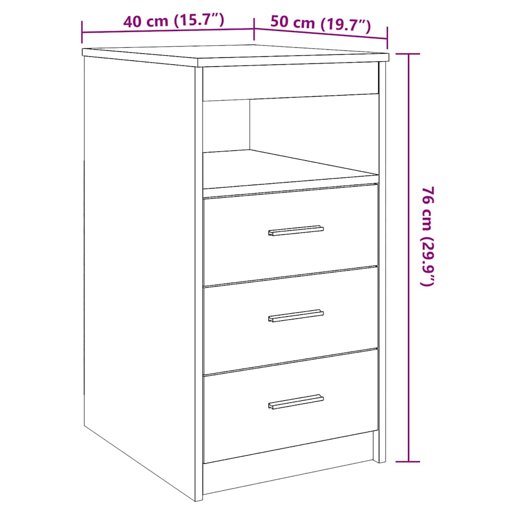 vidaXL Cajonera de madera contrachapada madera vieja 40x50x76 cm