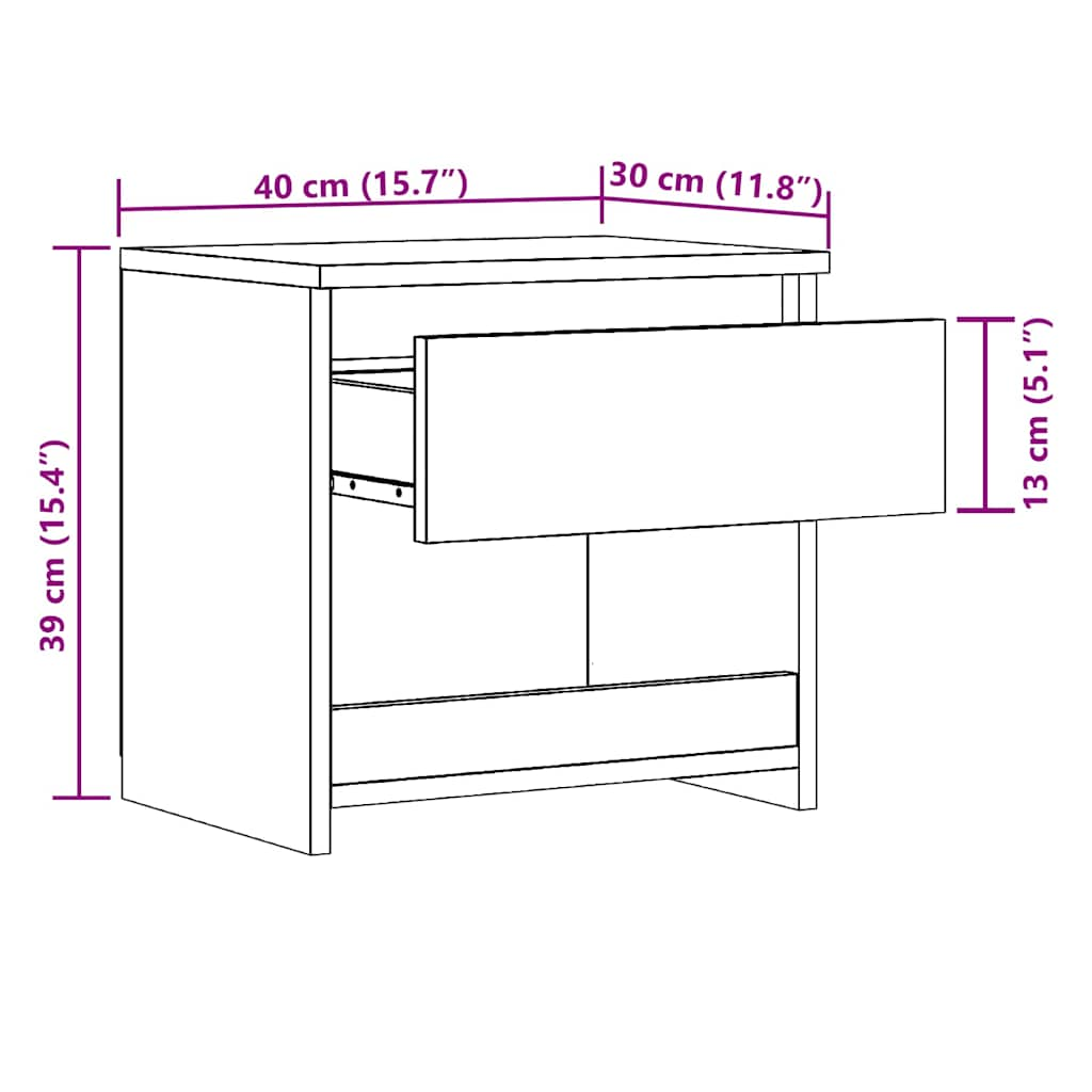 vidaXL Mesita de noche madera contrachapada madera antigua 40x30x39 cm