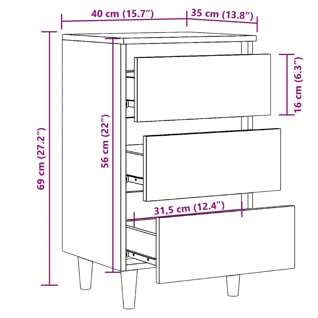 vidaXL Mesita de noche madera de ingeniería envejecida 40x35x69 cm