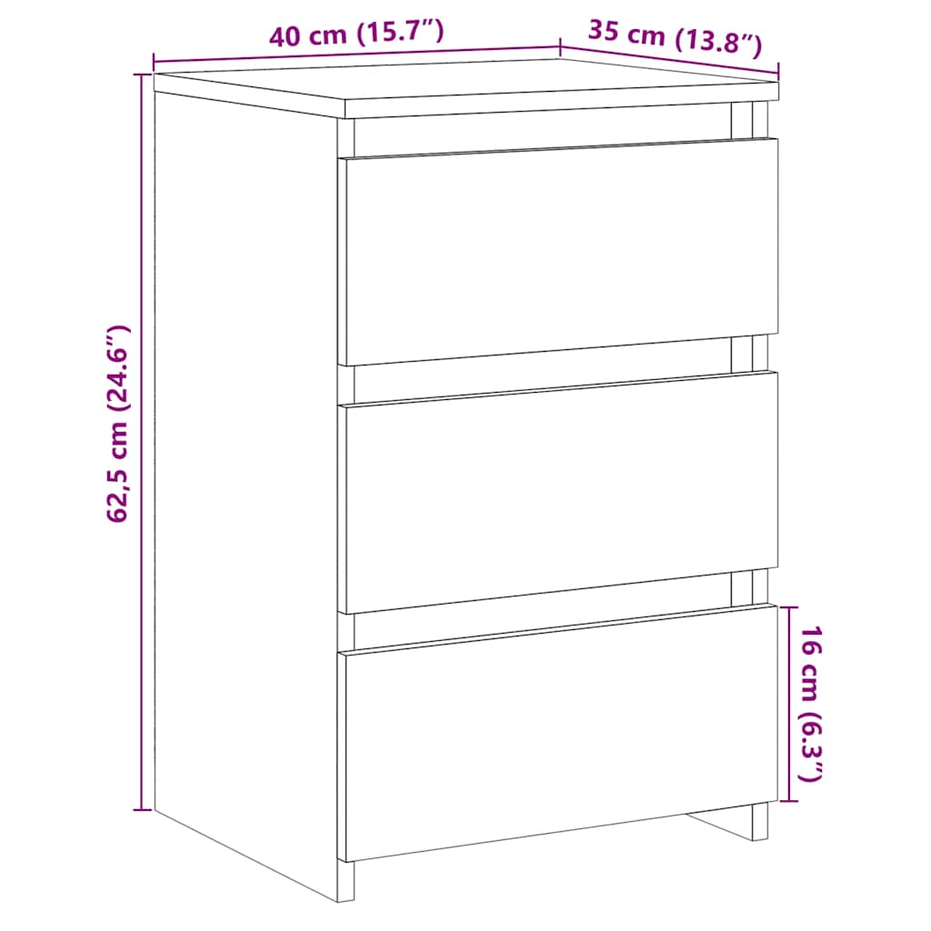 vidaXL Mesita de noche madera de ingeniería envejecida 40x35x62,5 cm