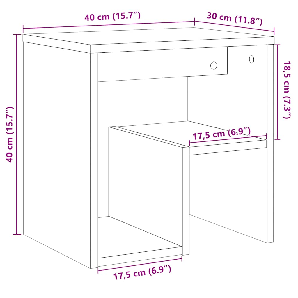 vidaXL Mesitas de noche 2 uds madera ingeniería envejecida 40x30x40 cm