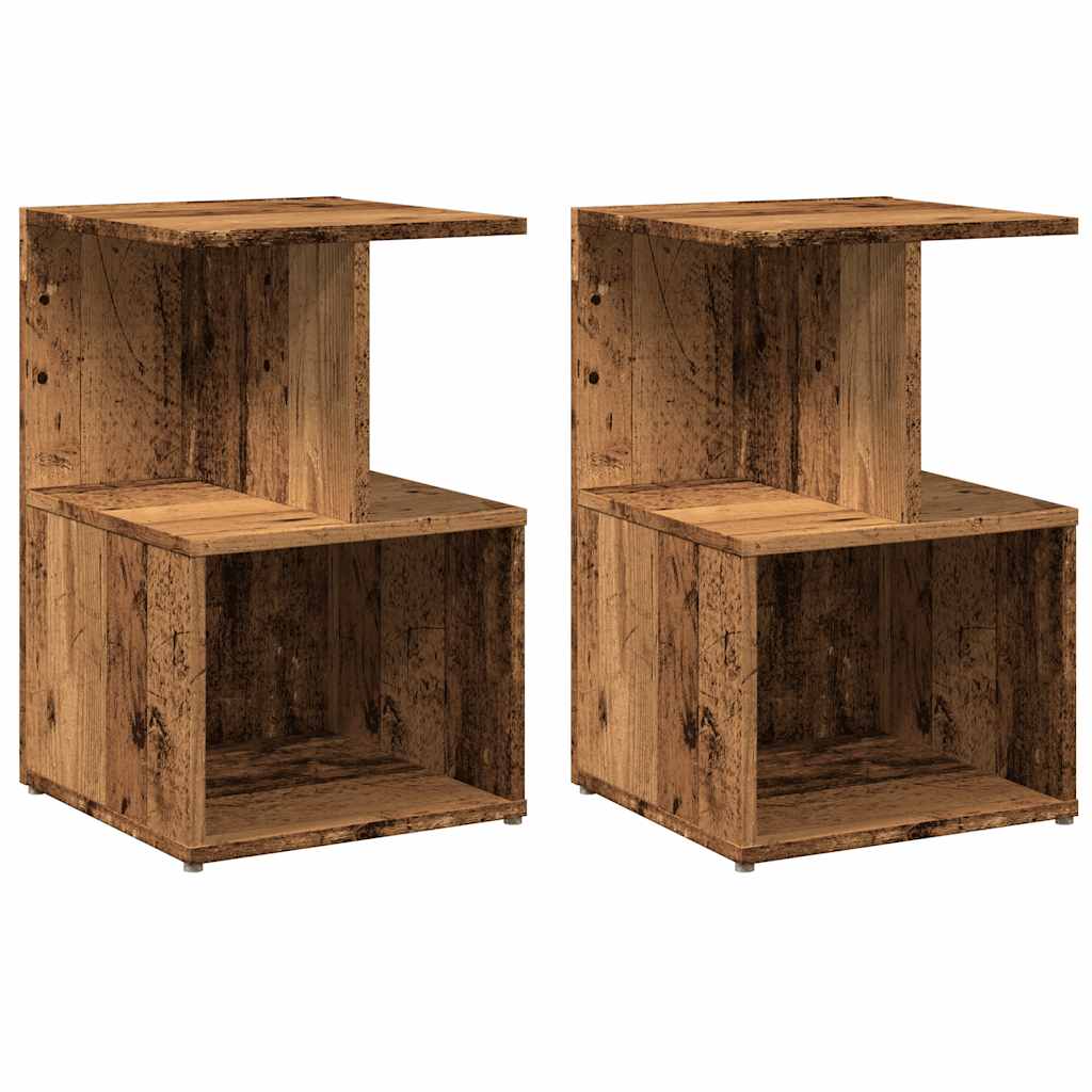 vidaXL Mesitas noche 2uds madera contrachapada madera vieja 35x35x55cm