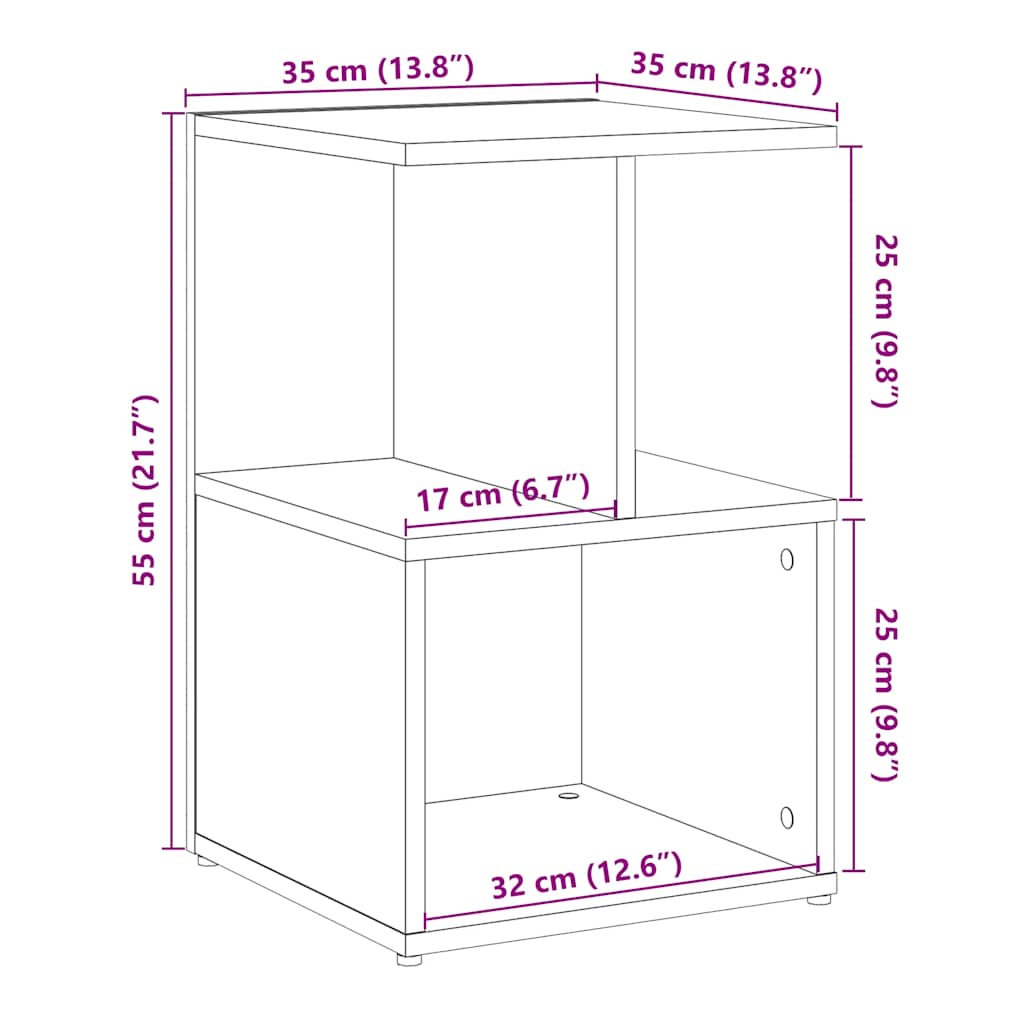 vidaXL Mesitas noche 2uds madera contrachapada madera vieja 35x35x55cm