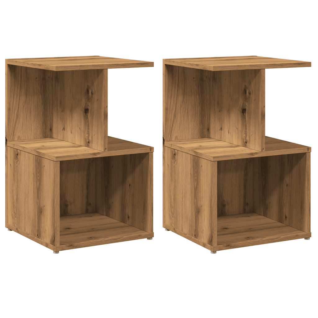 vidaXL Mesitas de noche 2 uds madera roble artisan 35x35x55 cm