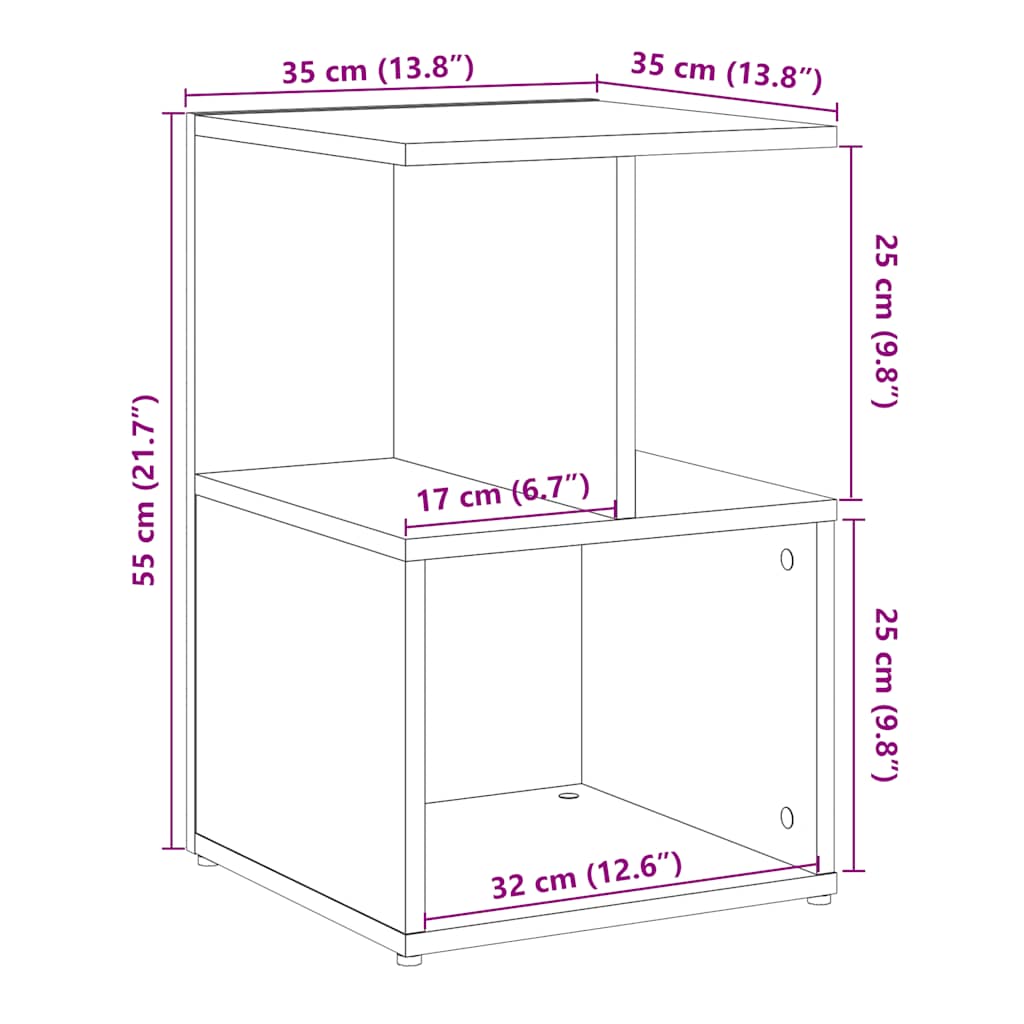 vidaXL Mesitas de noche 2 uds madera roble artisan 35x35x55 cm