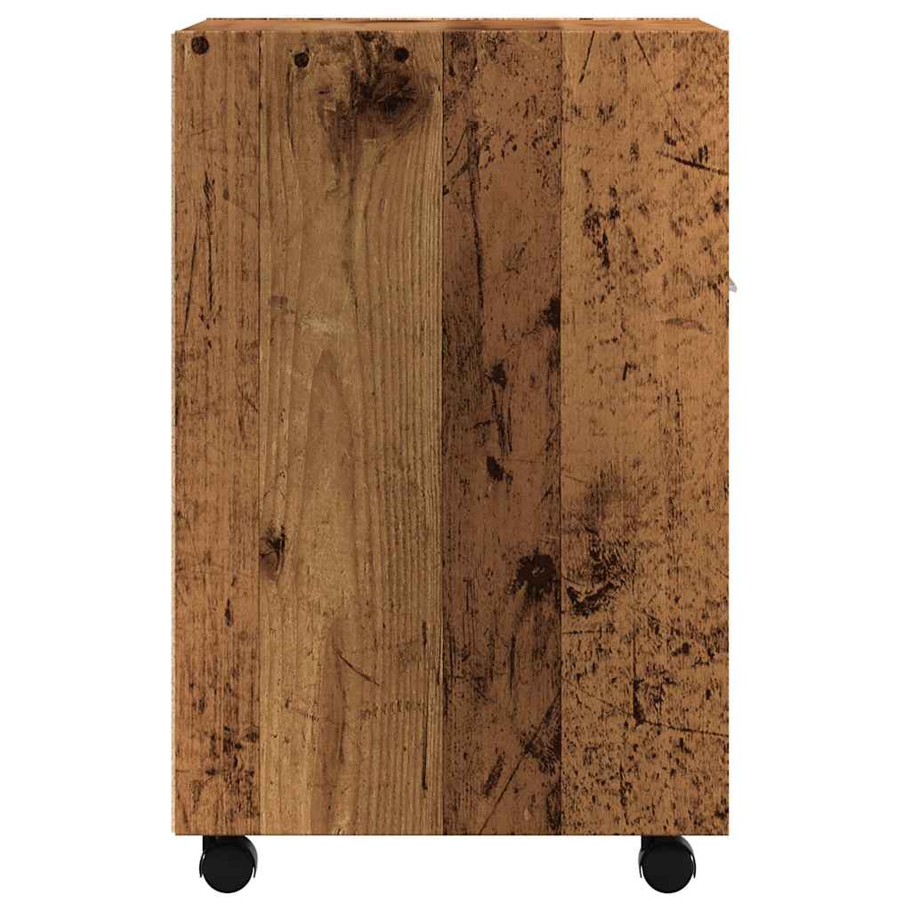 vidaXL Armario ruedas madera contrachapada envejecida 33x38x60 cm