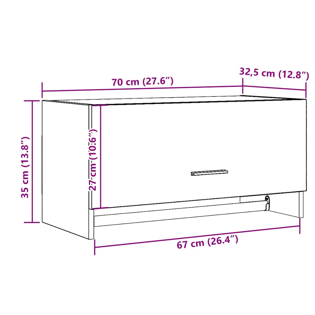 vidaXL Armario de madera contrachapada envejecida 70x32,5x35 cm