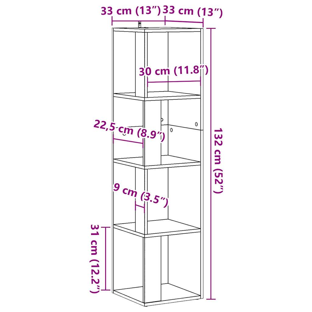 vidaXL Mueble de esquina madera ingeniería roble artisan 33x33x132 cm