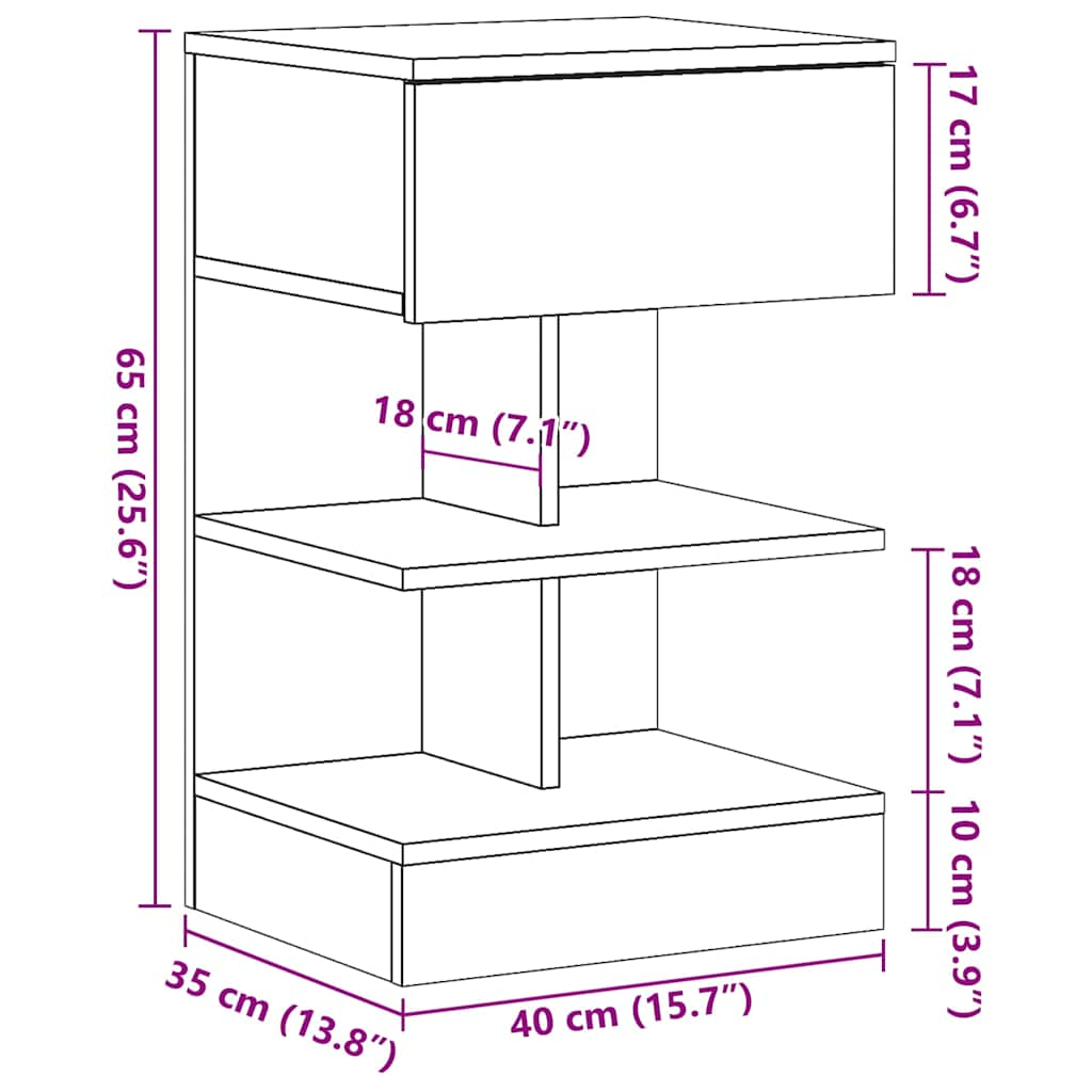 vidaXL Mesitas de noche 2 uds madera ingeniería envejecida 40x35x65 cm