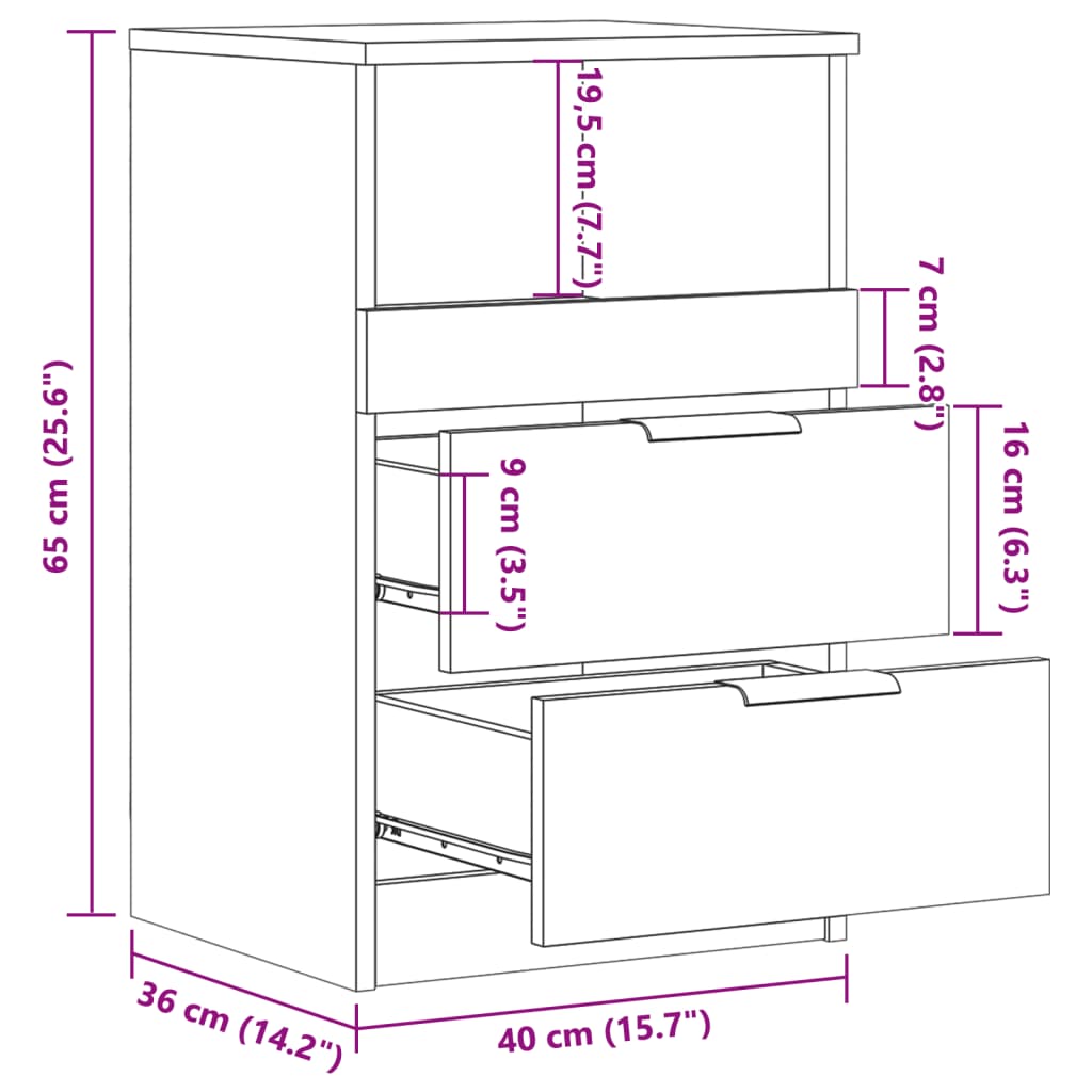 vidaXL Mesita de noche madera de ingeniería envejecida 40x36x65 cm