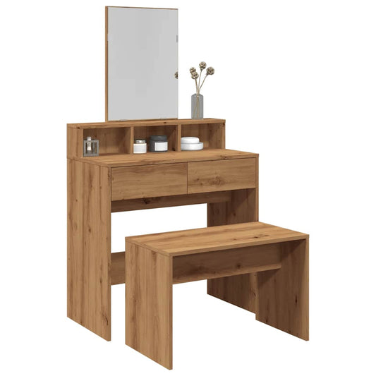 vidaXL Taburete vestidor madera contrachapada artisan roble 70x35x45cm