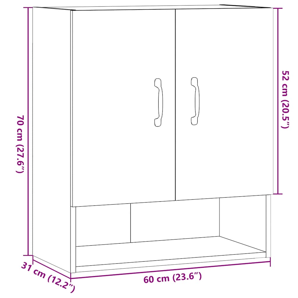 vidaXL Armario de pared madera de ingeniería roble artesano 60x31x70cm