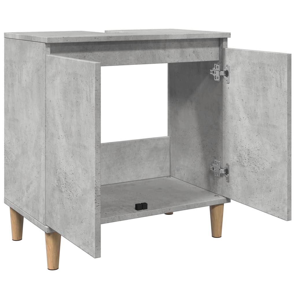 vidaXL Mueble de lavabo madera contrachapada gris hormigón 58x33x60cm