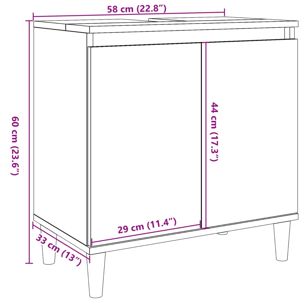 vidaXL Mueble de lavabo madera contrachapada gris hormigón 58x33x60cm