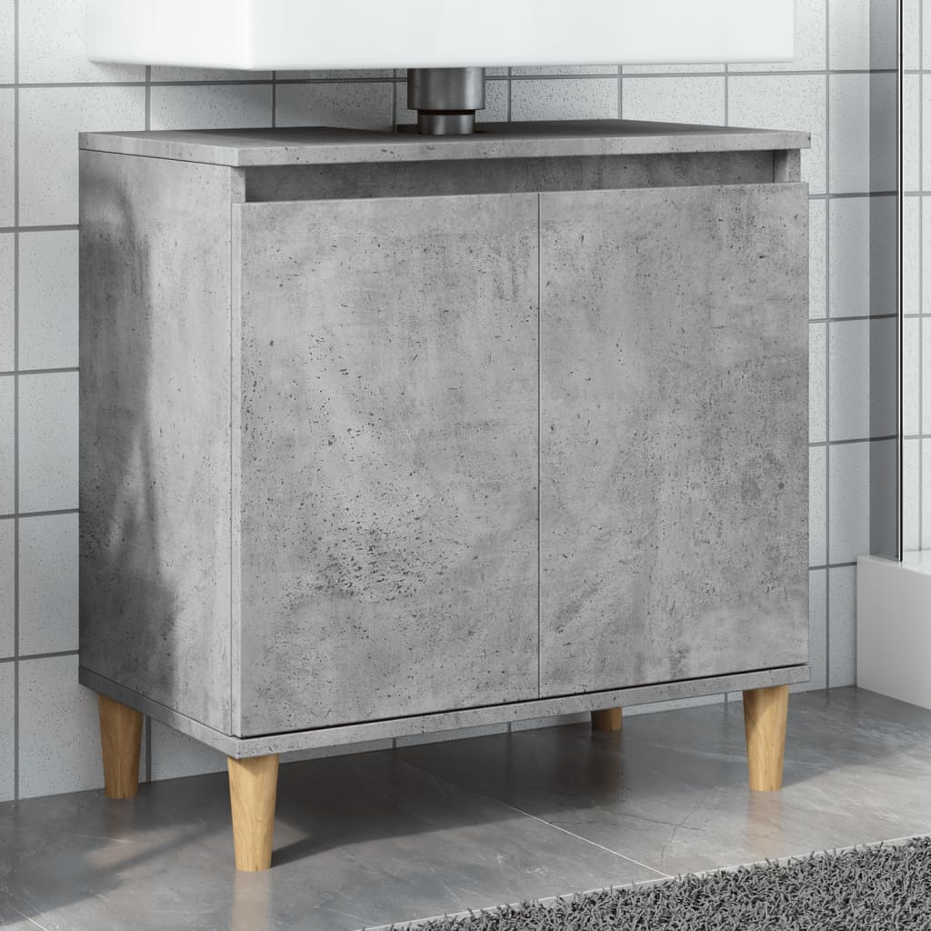 vidaXL Mueble de lavabo madera contrachapada gris hormigón 58x33x60cm