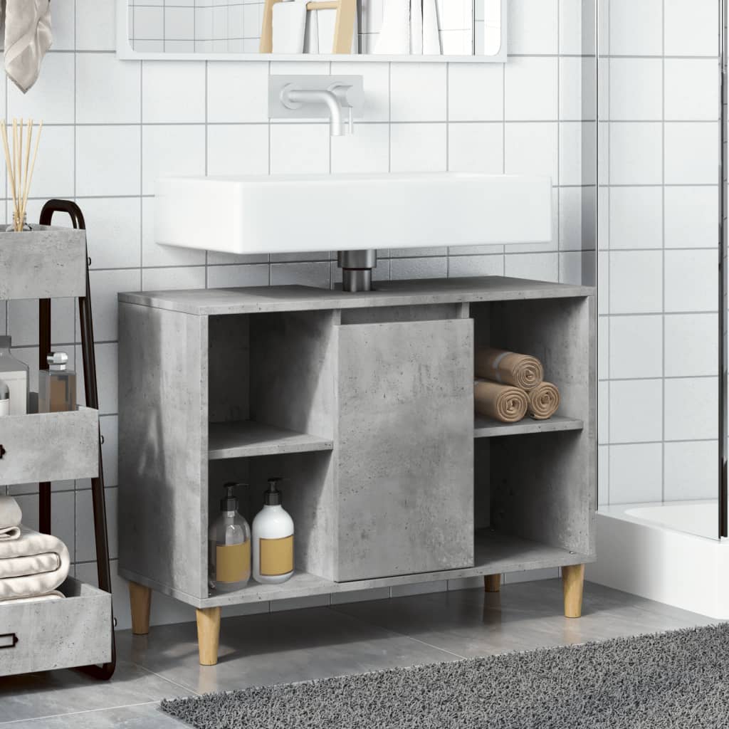 vidaXL Mueble de baño madera de ingeniería gris hormigón 80x33x60 cm