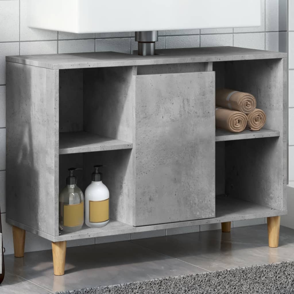 vidaXL Mueble de baño madera de ingeniería gris hormigón 80x33x60 cm